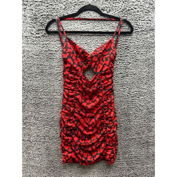 Michael Kors Dresses & Skirts - NWT Michael Costello x Revolve Afton Mini Dress Red Black Leopard Womens Size XS
